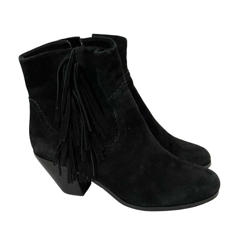 Sam Edelman Suede Leather Western Heeled Boots Black Size 10